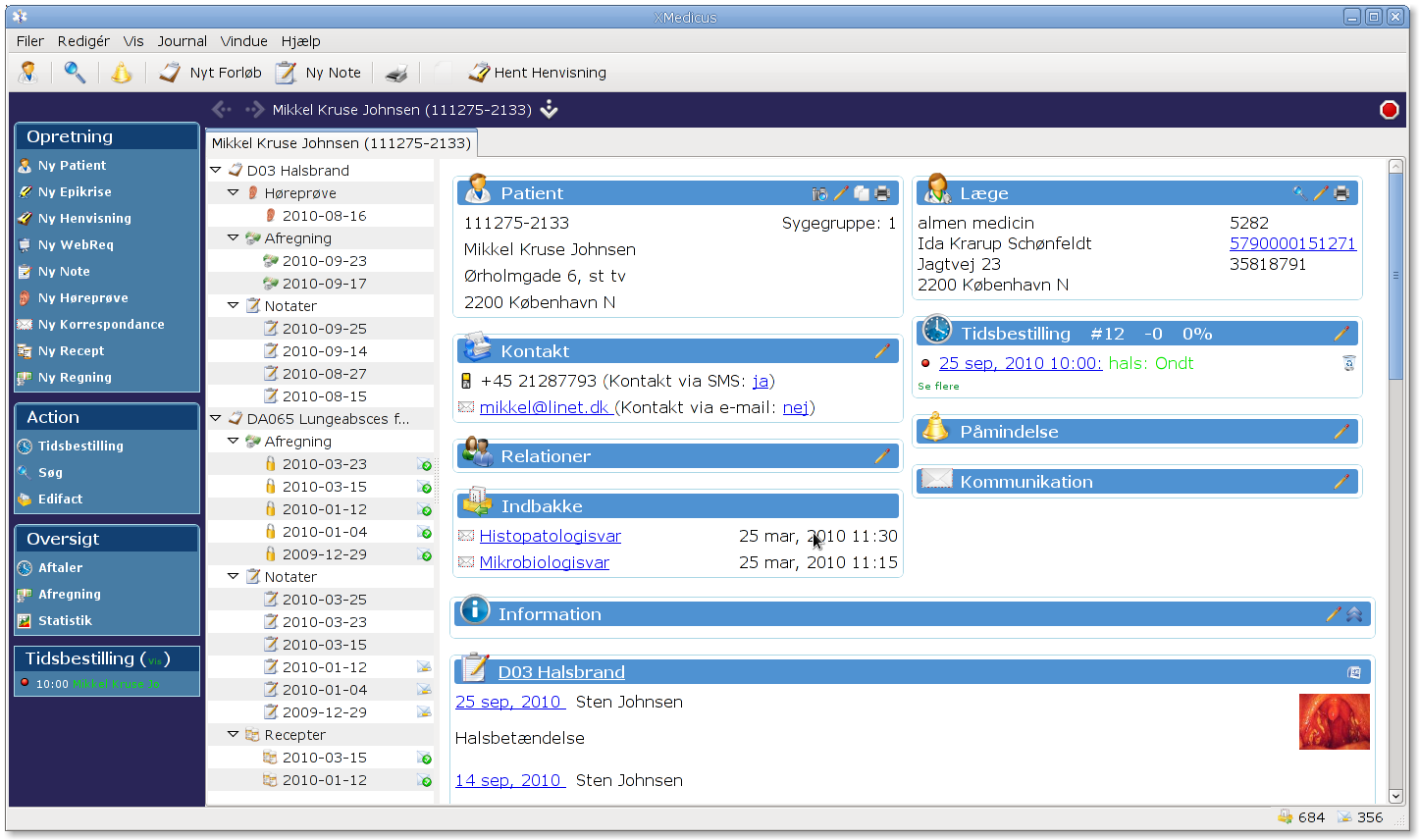 XMedicus journalsystem oversigtsbilledet
